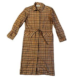 1970s Laura Biagiotti Pret a Porter Wool Plaid Long Sleeve Dress Size 12